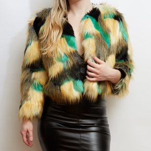 Faux Fur Patchwork Coat